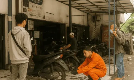 Sebuah Bengkel Tempat Perbaikan Kendaraan Bermotor